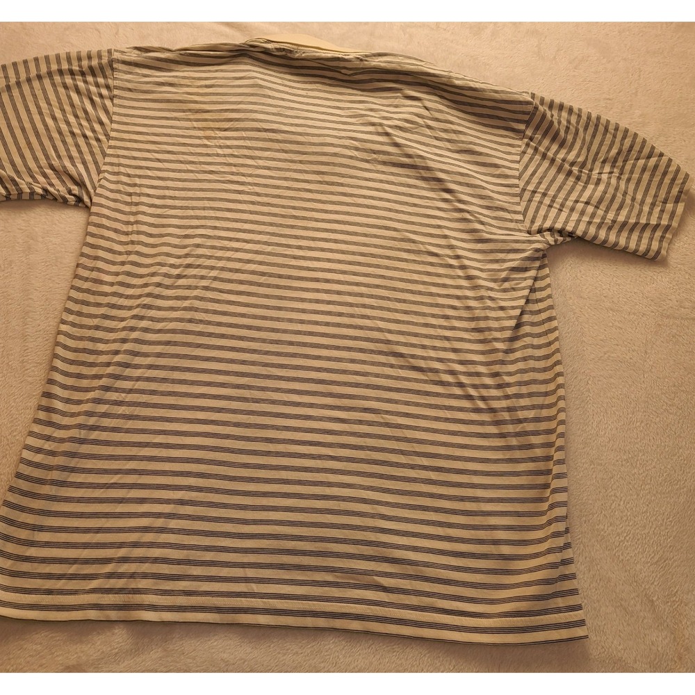 Tommy Hilfiger Golf Men's‎ Large White Navy Blue Striped Cotton Polo Shirt